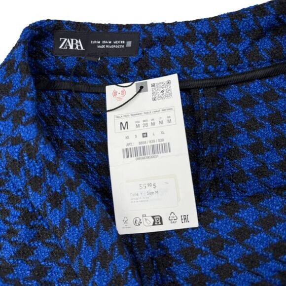 NWT ZARA Woman High Waisted Houndstooth Box Pleat Skort Size Medium - Picture 6 of 8